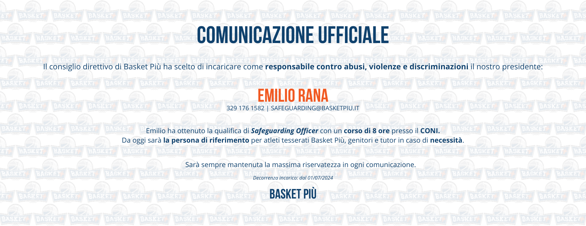 safeguarding società sportiva ASD Basket Più